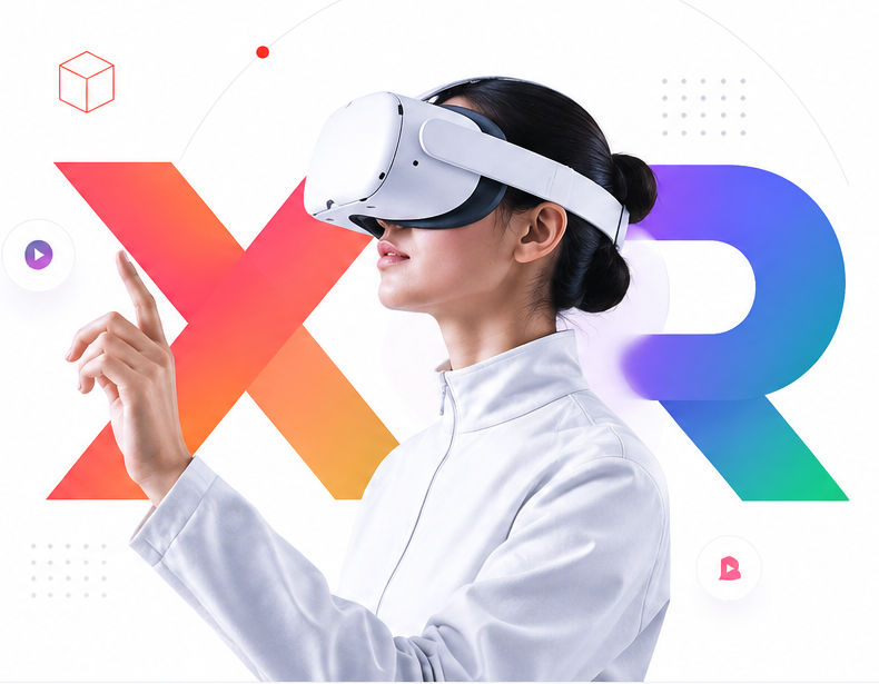 Learner using an XR headset
